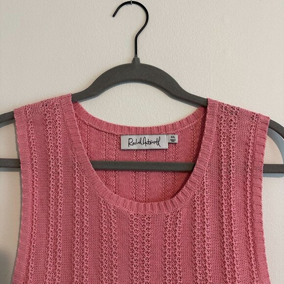 Rachel Antonoff Lewis Fringe Shell - coral pink crop sweater tank - Picture 2 of 4